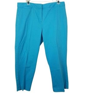 J. Jill Pants Capri Turquoise Blue 12 Slim Stretch Cotton Flat Front Crop 717228